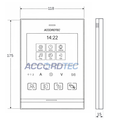 AT-VD434 BL Muon Монитор видеодомофона ACCORDTEC CVBS, 4,3", аналоговый